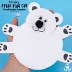 This Moving Polar Bear Cub Craft is just darling! Cradle it in your hands and move its head from side to side to bring it to life. It is so cute! Such a fun Winter craft for kids. (Free Printable Template) #kidscraftroom #kidscrafts #polarbears #polarbear #printables intercrafts #wintercraftsforkids #papercrafts #printables #printablecrafts #freeprintables #freeprintablesforkids #kidsactivities via @KidsCraftRoom