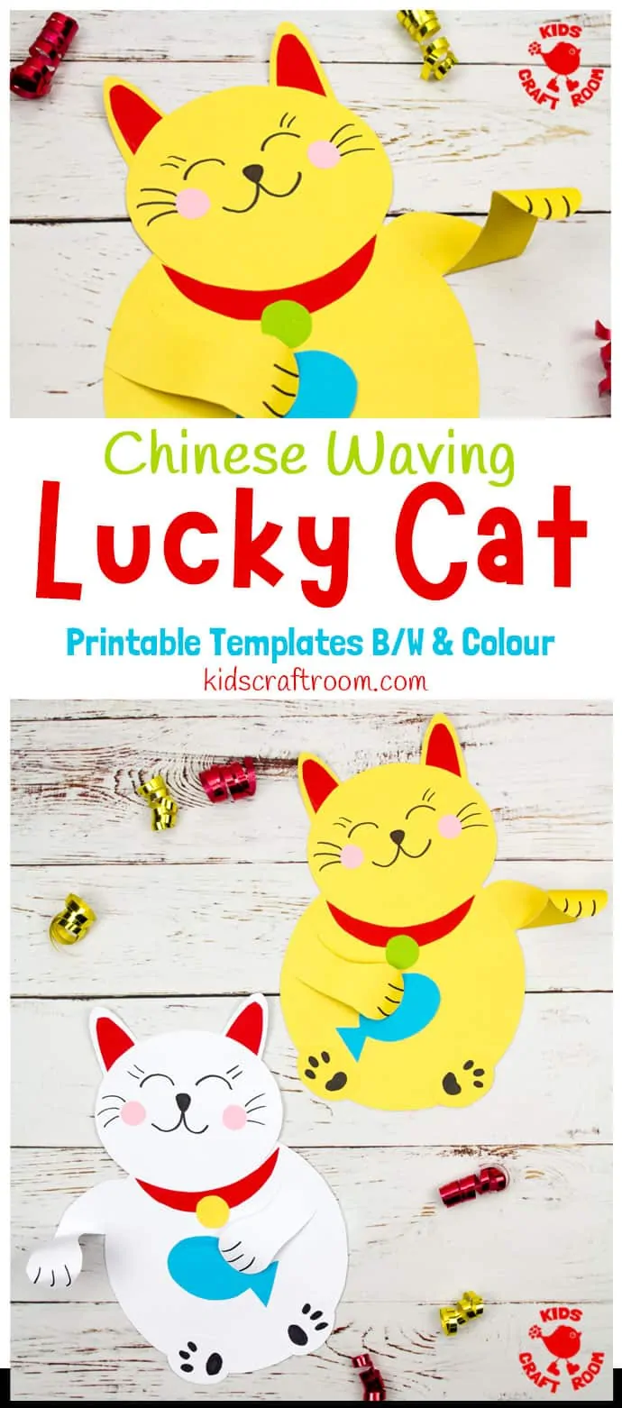 Waving Chinese Lucky Cat Craft pin 1
