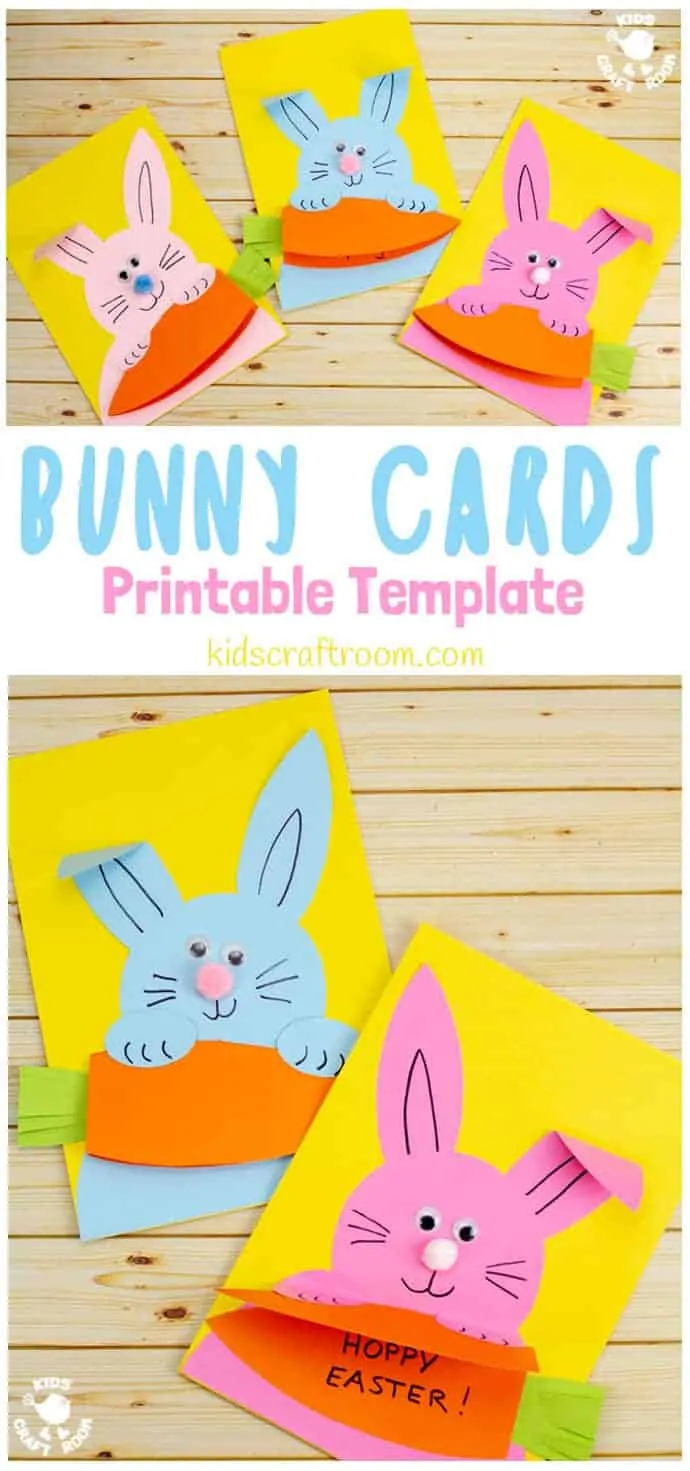 Carrot Nibbling Easter Bunny Cards pin 1