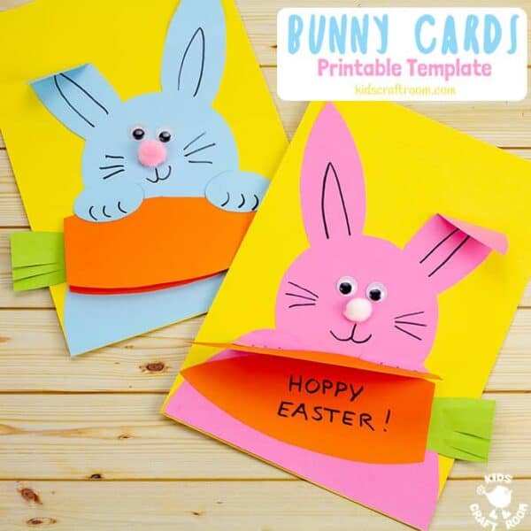 Carrot Nibbling Easter Bunny Cards - Kids Craft Room