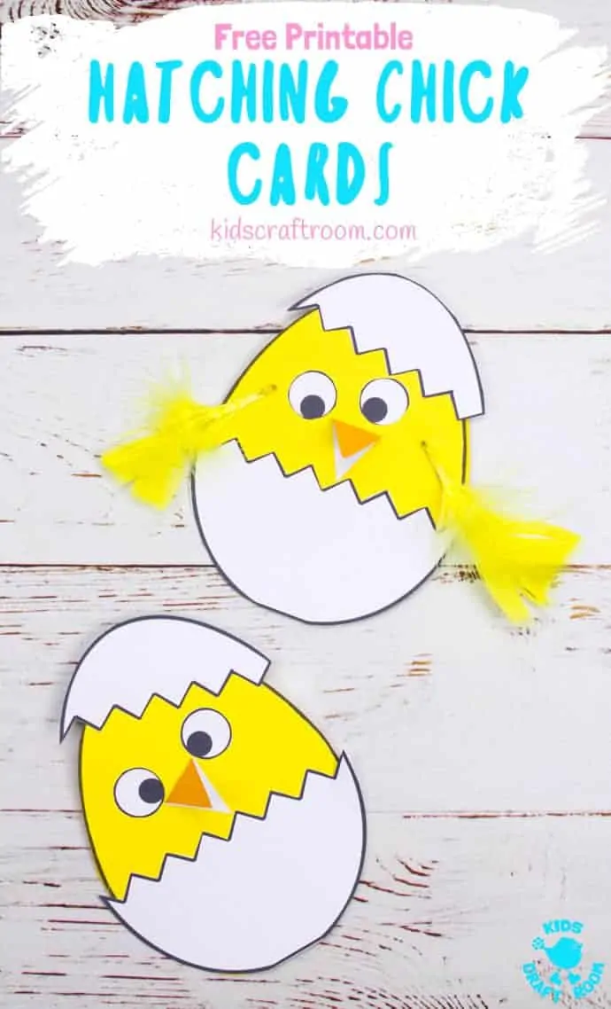 Celebrate Spring with this Hatching Chick Easter Card craft. These baby Easter chicks are adorably cute and easy to make with the free printable pattern. A sweet Easter craft for toddlers and preschoolers. #kidscraftroom #eastercrafts #easterchick #eastercards #printables #springcrafts #kidscrafts #preschoolcrafts 