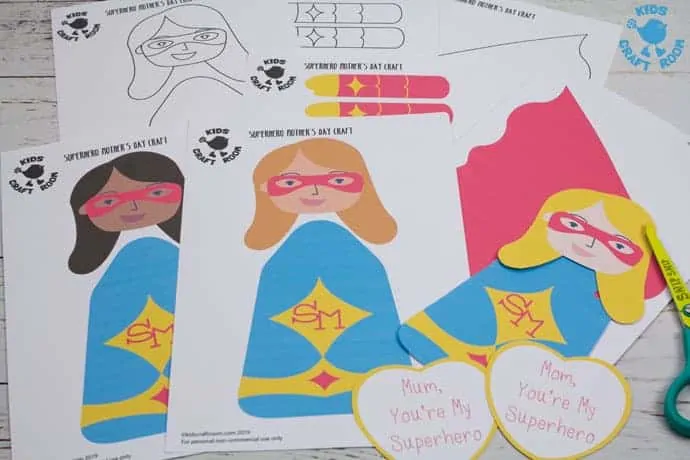 Mother's Day Superhero Puppets step 1