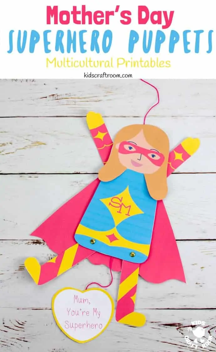 Mother's Day Superhero Puppets pin 2