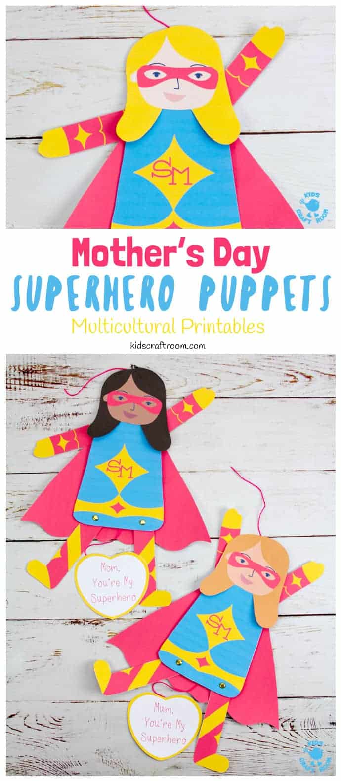 Mother's Day Superhero Puppets pin 4