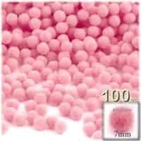 The Crafts Outlet 100-Piece Multi purpose Pom Poms, Acrylic, 7mm/0.28-inch, round, Pink