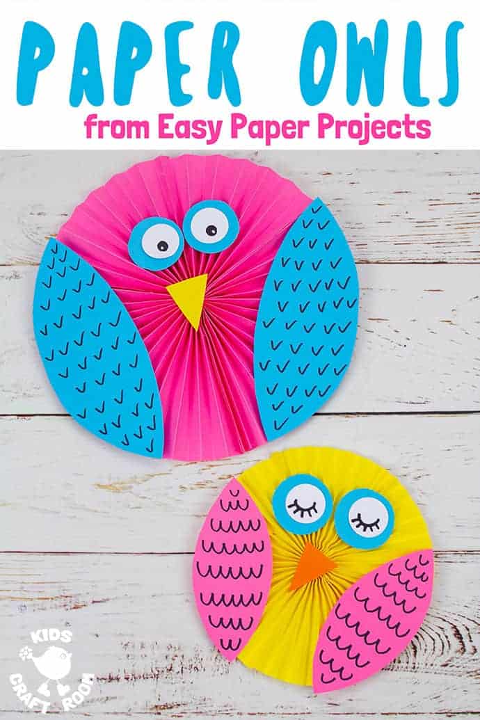 Easy Paper Owl Craft in 2 sizes and colours