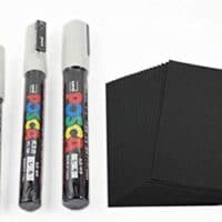 uni POSCA White = 3 Different Point Sizes per Pack: PC-1M(0.7 mm), 3M(0.9~1.3 mm), 5M(1.8~2.5 mm) with 20 pieces of Black Card