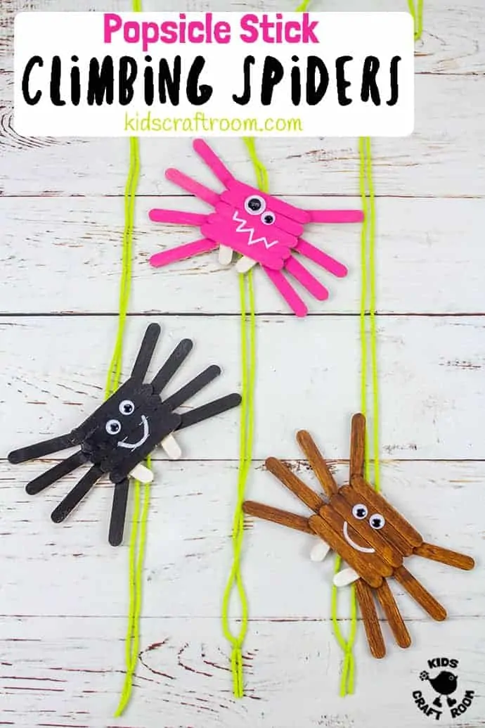 Climbing Popsicle Stick Spider Craft pin 3