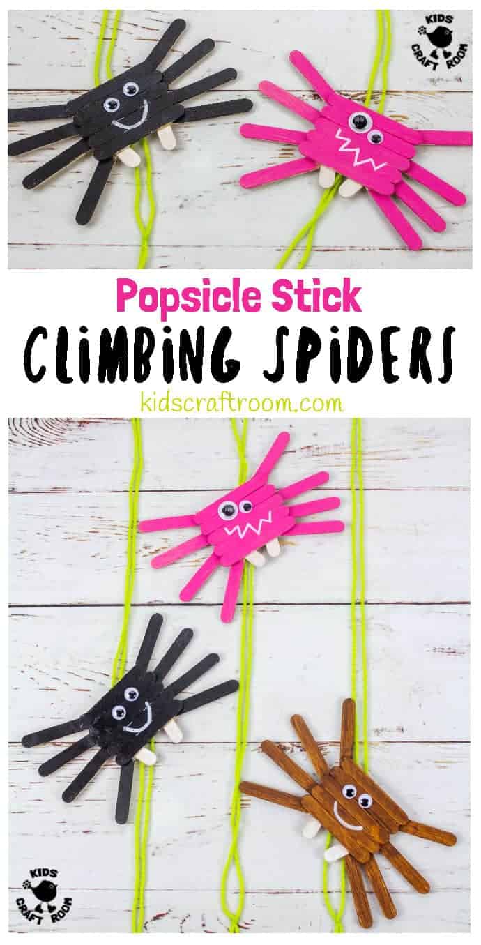 Climbing Popsicle Stick Spider Craft pin 1