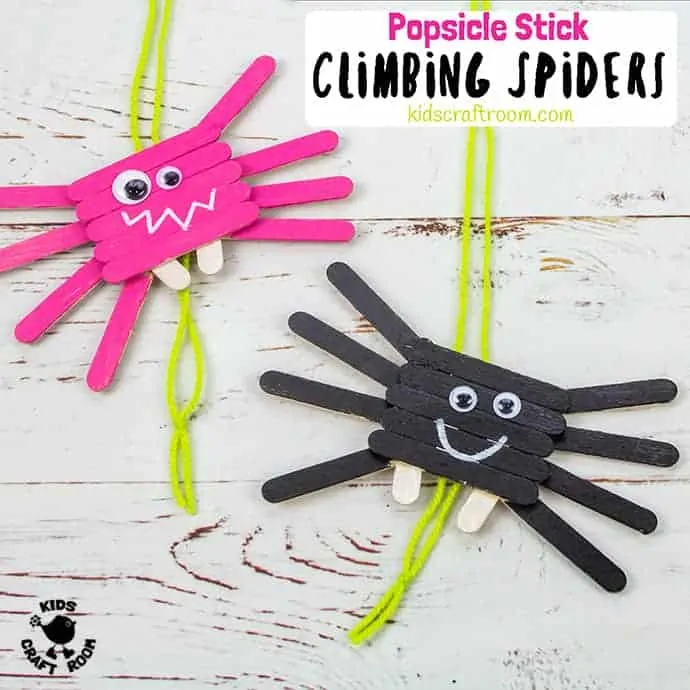 Climbing Popsicle Stick Spider Craft pin 2