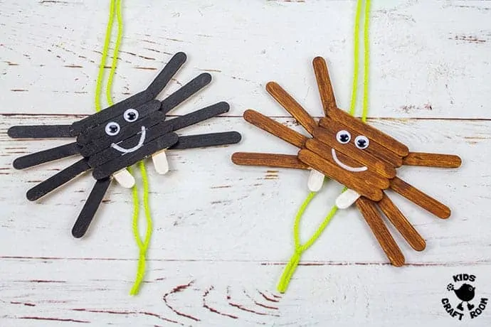 Climbing Popsicle Stick Spider Craft finished