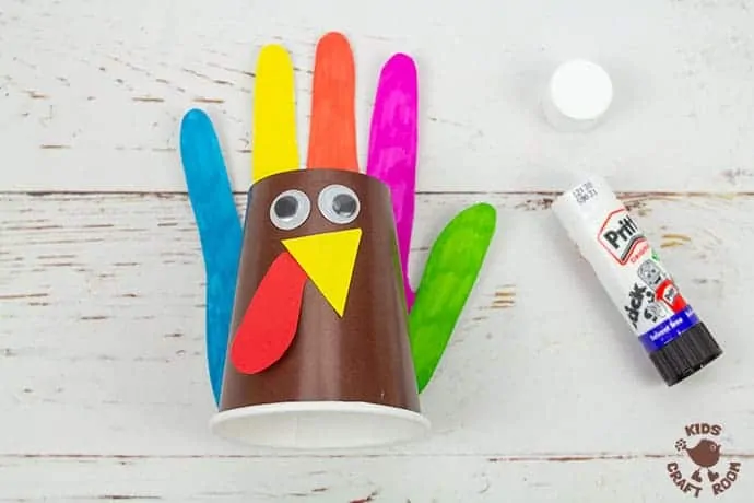 Handprint and Paper Cup Turkey Craft step 6.