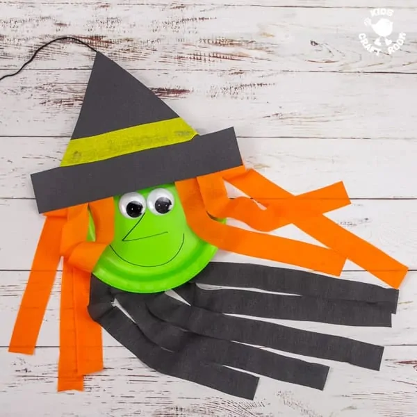 Paper Plate Witch Wind Catcher (Easy Halloween Craft)