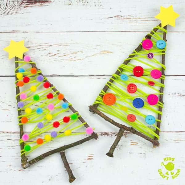 Yarn and Stick Christmas Tree Craft