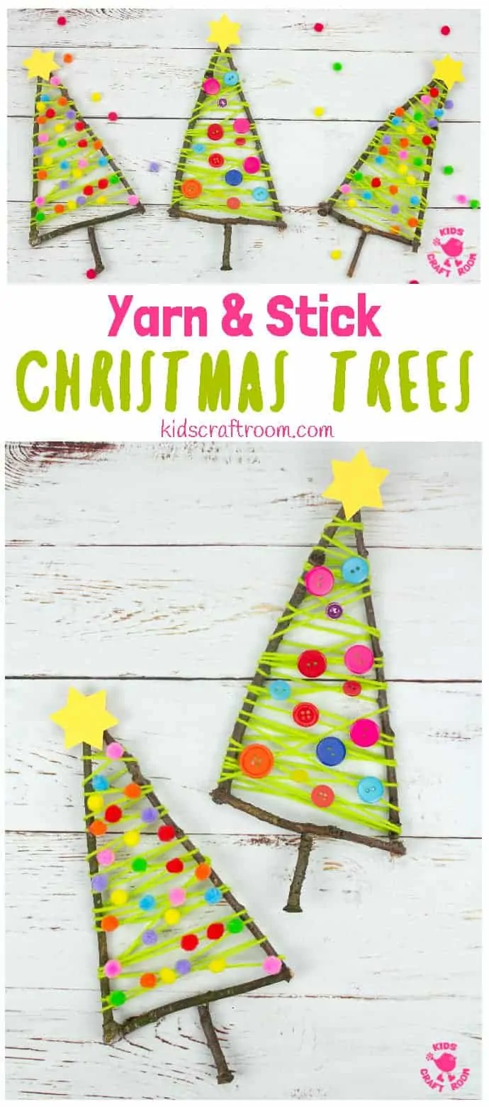 Yarn And Stick Christmas Tree Craft pin 1.