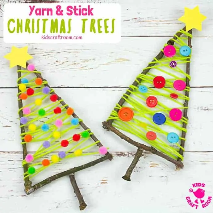 Yarn And Stick Christmas Tree Craft pin 2.