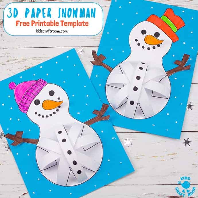 Printable 3D Snowman Template Kids Craft Room