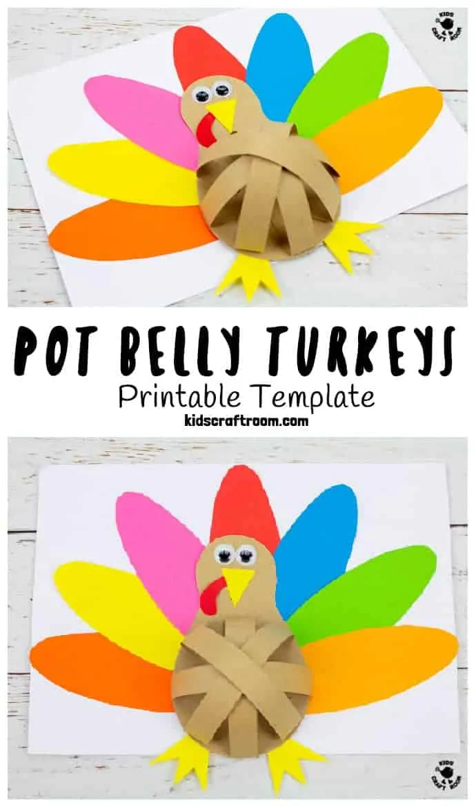 Pot Belly Paper Turkey Craft pin 1.