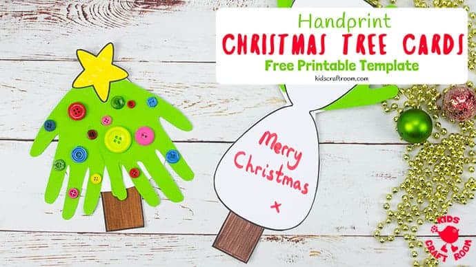 Handprint Christmas Tree Cards Kids Craft Room