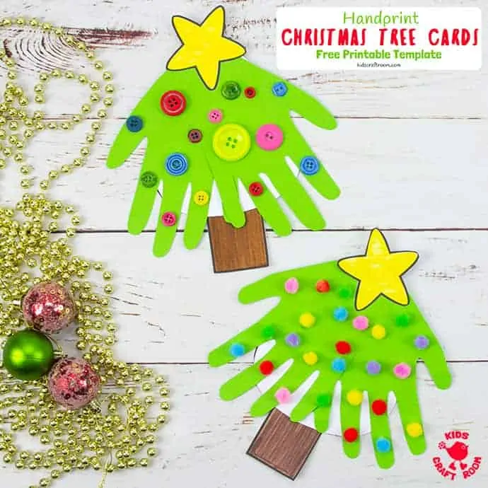 Handprint Christmas Tree Cards pin 2
