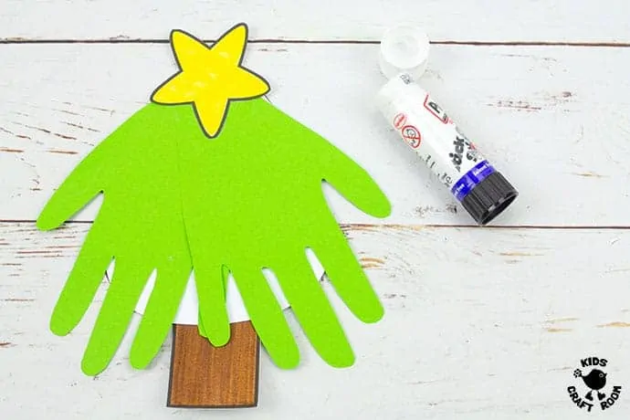 Handprint Christmas Tree Cards step 6.