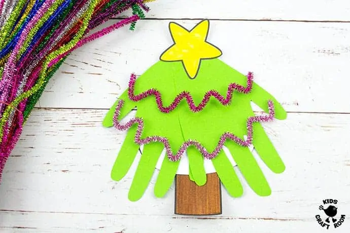 Handprint Christmas Tree Cards step 8.