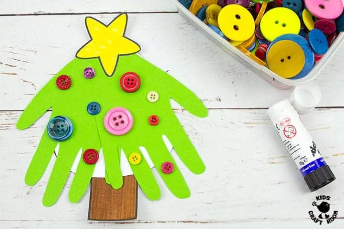 Handprint Christmas Tree Cards step 9.