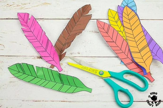 Paper Feathered Turkey Craft and Scissor Practice Activity step 4.