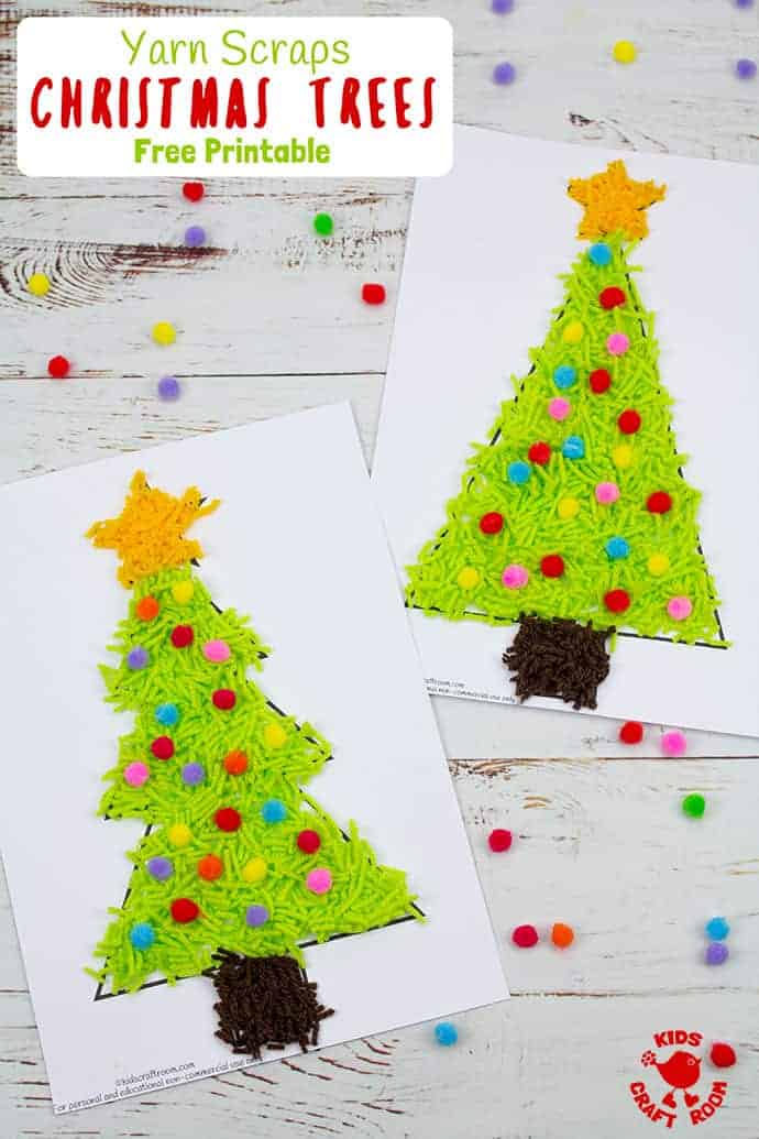 Scrap Yarn Christmas Tree Craft pin 3