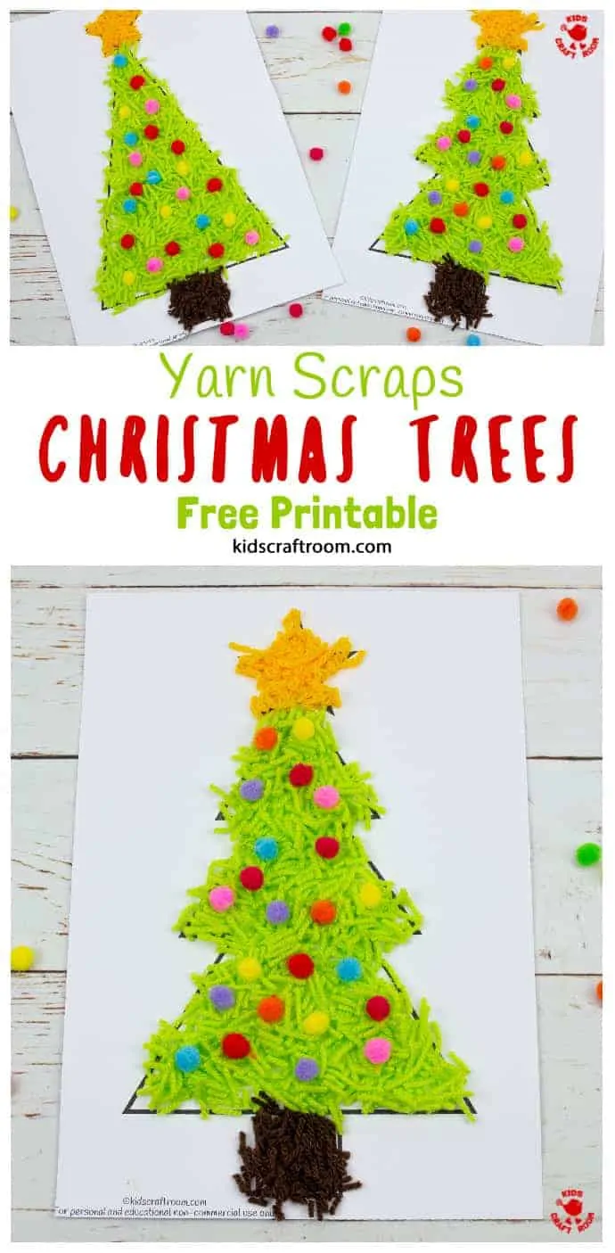 Scrap Yarn Christmas Tree Craft pin 1