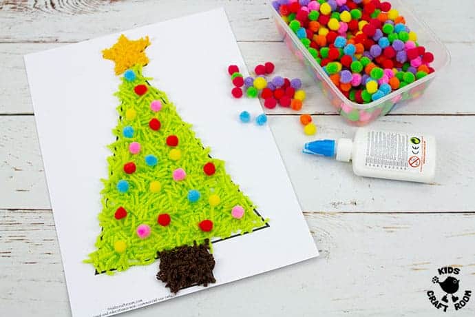 Scrap Yarn Christmas Tree Craft step 5