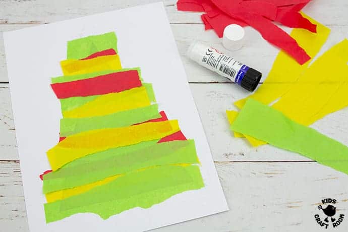 Tissue Paper Christmas Tree Suncatcher Craft step 4