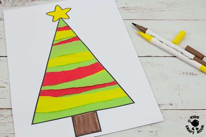Tissue Paper Christmas Tree Suncatcher Craft step 5