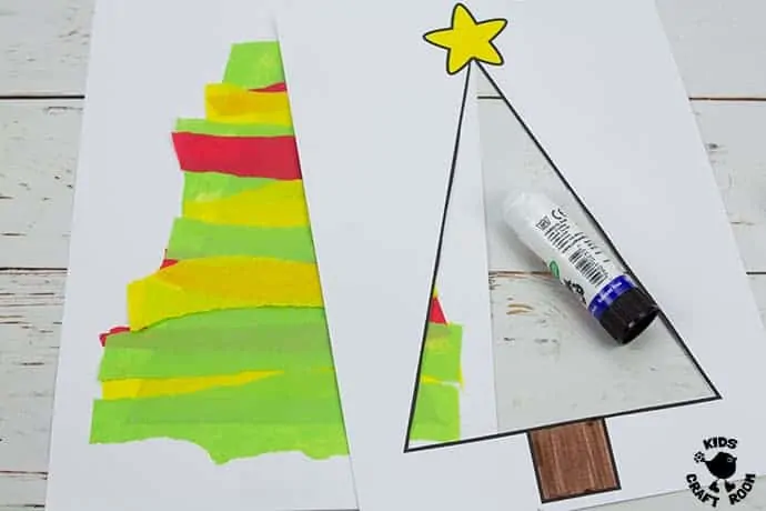 Tissue Paper Christmas Tree Suncatcher Craft step 7.