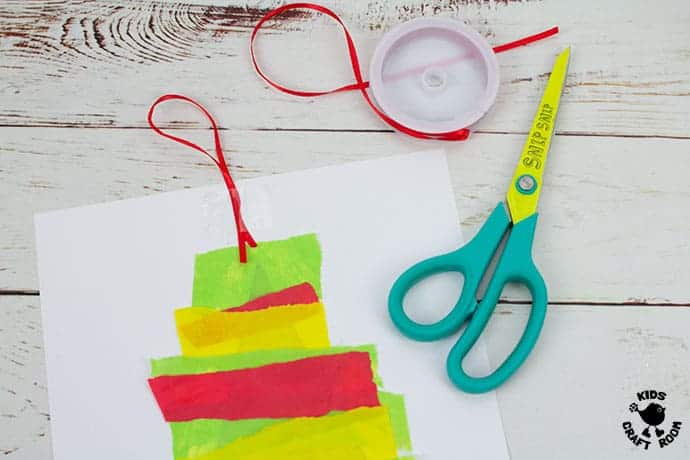 Tissue Paper Christmas Tree Suncatcher Craft step 6