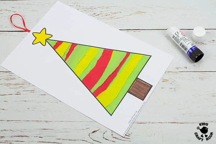 Tissue Paper Christmas Tree Suncatcher Craft step 8.