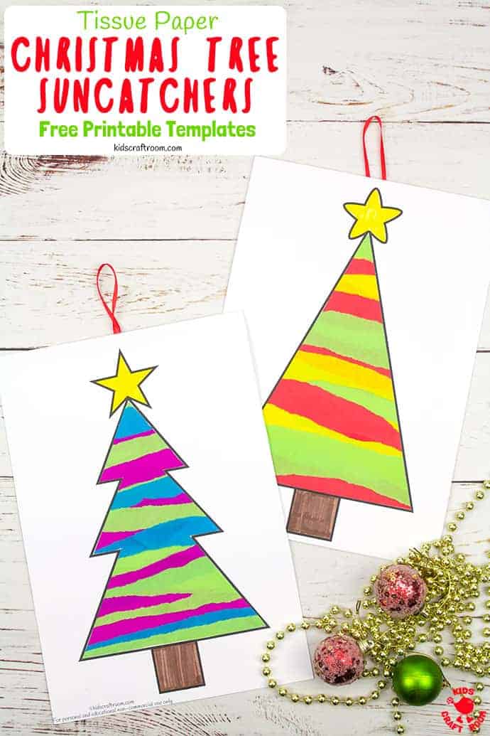 Tissue Paper Christmas Tree Suncatcher Craft pin 4