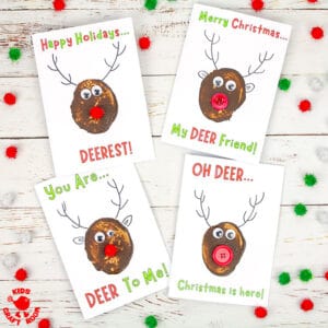 Funny Pun Reindeer Christmas Cards (Potato Printing Activity)
