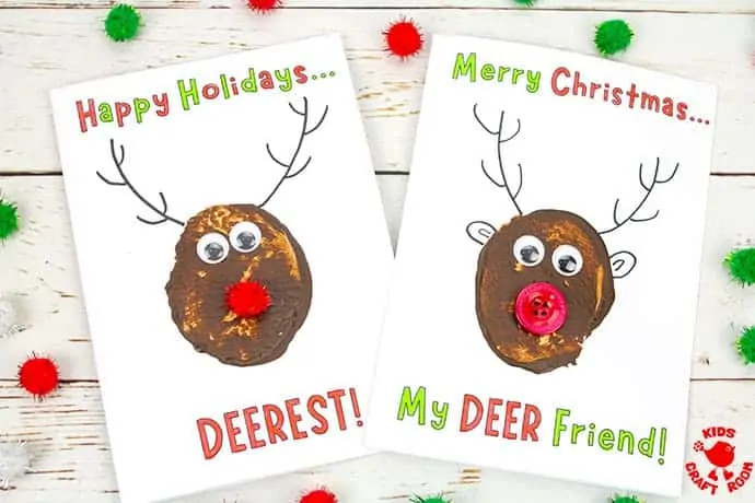 Potato Print Reindeer Christmas Cards pin 4