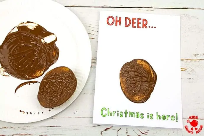 Potato Print Reindeer Christmas Cards step 4
