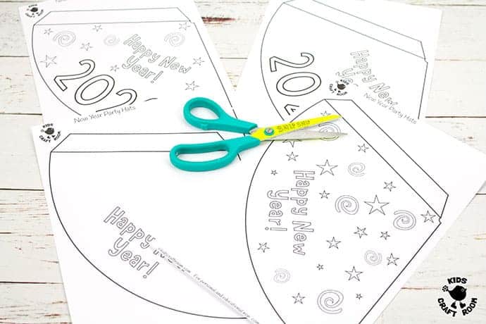 Printable New Year's Eve Party Hat Craft (Multilingual) step 1
