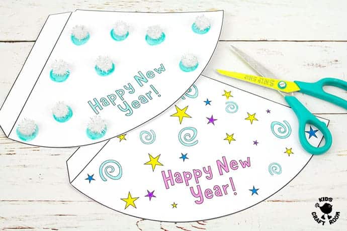 Printable New Year's Eve Party Hat Craft (Multilingual) step 5