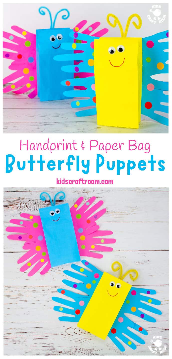 Paper Bag Butterfly Puppet Craft Pin 1
