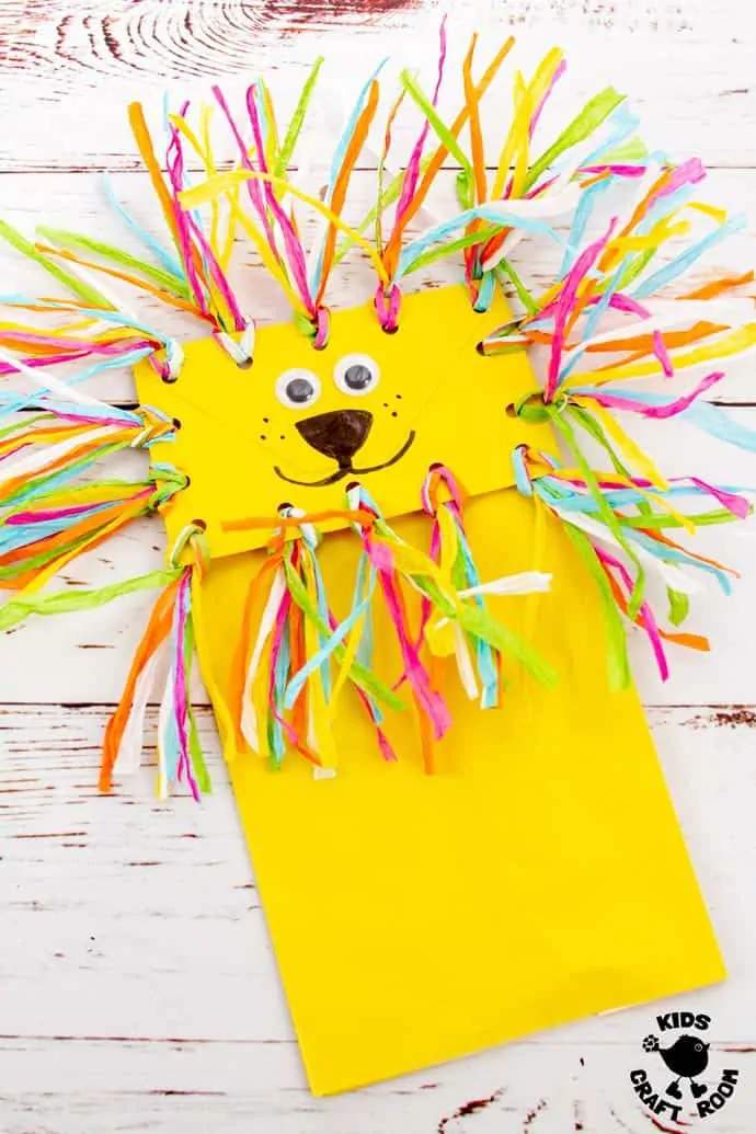 Paper Bag Lion Puppet Craft Pin 3