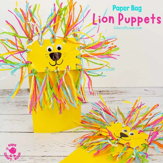 Paper Bag Lion Puppet Craft Pin 1