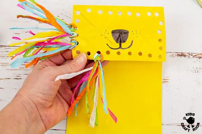 Paper Bag Lion Puppet Craft step 5