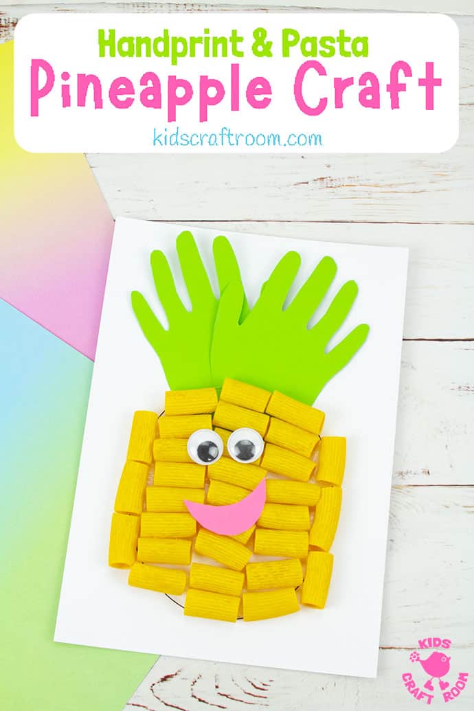Pasta and Handprint Pineapple Craft pin image 3