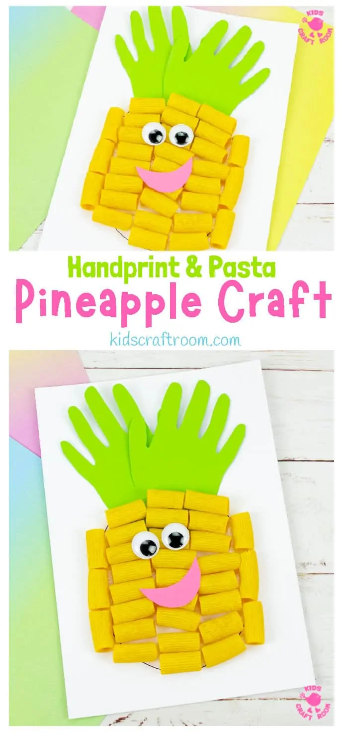 Pasta and Handprint Pineapple Craft pin image 1