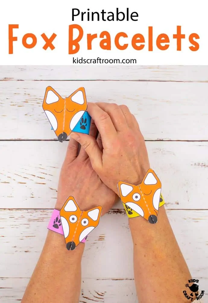 Printable Fox Paper Bracelets Craft pin 3
