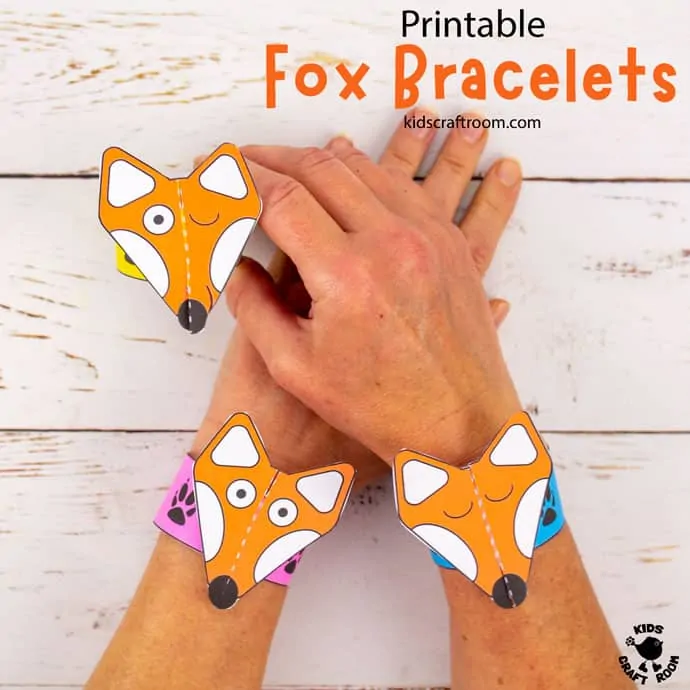 Printable Fox Paper Bracelets Craft pin 2